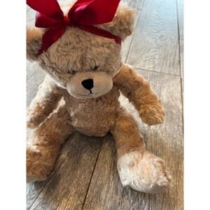 GANZ Emilia Bow Beige Bear Taggard‎ Heart Brown Stuffed Plush Animal NWOT